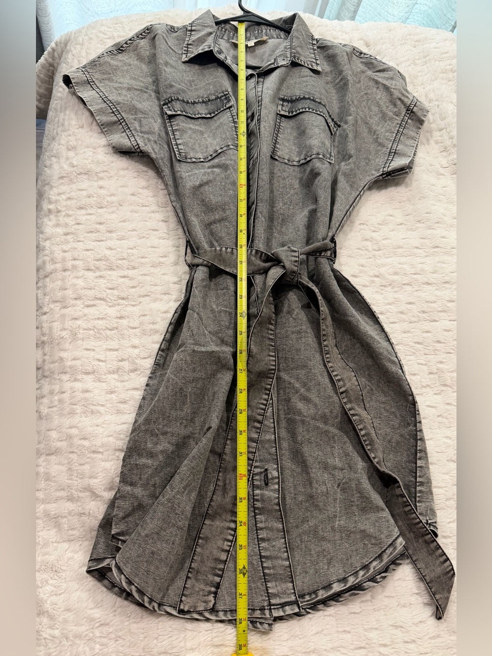 Relaxed Gray Washed Denim Dress Shirt - Picture 4 of 6